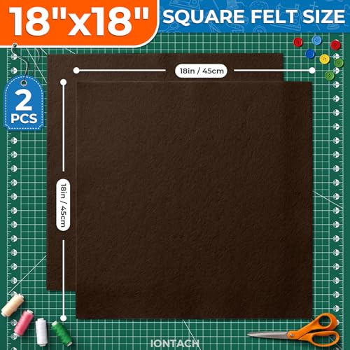 IONTACH 18" X 18" Soft Felt Sheets 1.6mm Thick (2 Packs, Brown) - color: Brown