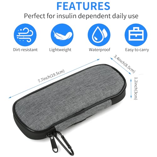 Insulin Pen Cooler Travel Case with 2 Reusable TSA Approved Ice Packs, Diabetic Medication Insulated Cooler Bag for Insulin Pens and Other Diabetic Supplies Storage Grey - color: Grey