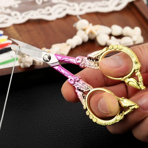 YOUGUOM Sewing Embroidery Scissors, Small Precision Shears - color: Golden Pink