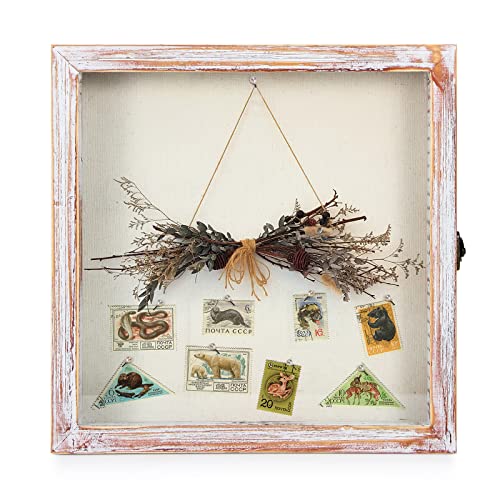 TJ.MOREE Shadow Box 12 x 12 Display Case Wood Picture Frame White Pink - color: White Pink, size: 12x12