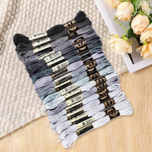 18 Skeins 157.5 Yards Variegated Cross Stitch Floss Colorful Polyester Friendship Bracelet String Gradient 6 Ply Embroidery Thread Bulk for Sewing Making Jewelry Needlecraft Knitting DIY - color: Color Mixing