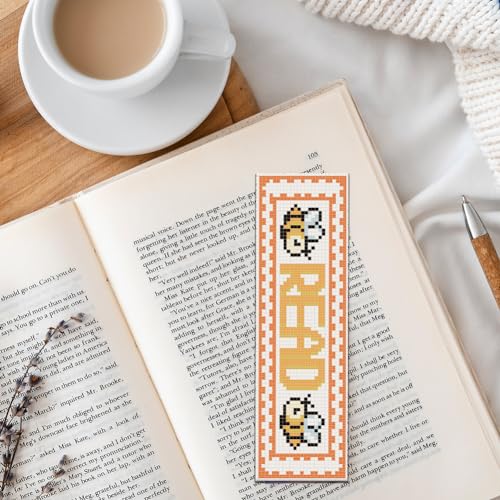 FREEBLOSS 6 Set Cross Stitch Bookmark Kits Insect Pattern Bookmark Cross Stitch Kits with Instructions Punch Needle Embroidery Kit for Beginners, Handmade Bookmarks for Book Lover Reading Day Gift