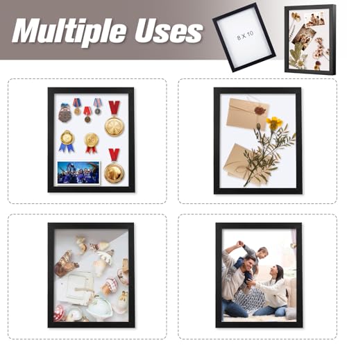 Muzilife 8x10 Shadow Box 3D Picture Frames, Wood & Glass, 3 Pack, Black - color: 3pc 8x10-black