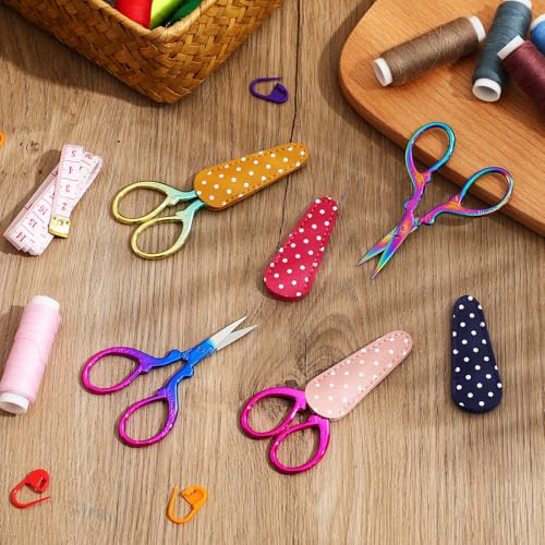 Honoson 4 Pcs Small Embroidery Scissors, 3.6", Simple, Chic Colors - color: Chic Colors