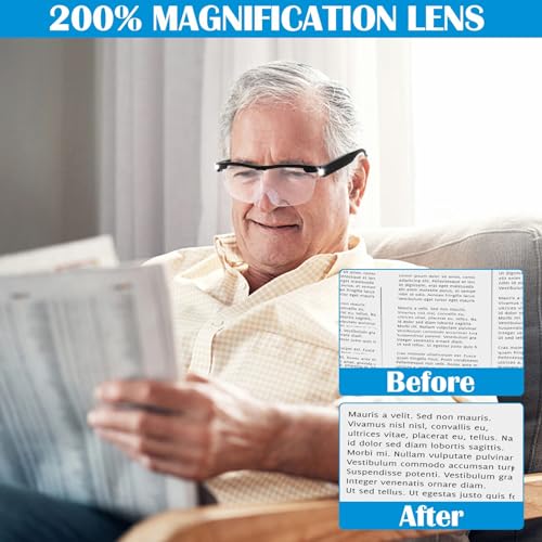 Magnifying Glasses with Light, 200% Magnification, USB Rechargeable - color: Black