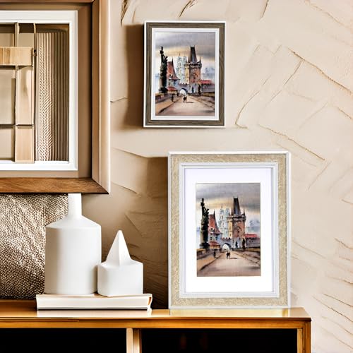 Daofary 4x6 Picture Frame Set of 6, Rustic Farmhouse Photo Frame, Display 3.5x5 with Mat or 4x6 Without Mat for Decorative on Wall Hanging and Tabletop Placement - size: 4 x 6