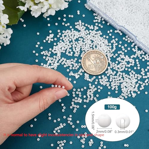 PandaHall Elite 6000 Pcs 11/0 Glass Seed Beads Opaque White Round Pony Bead Waist Beads Mini Spacer Beads Diameter 2mm for Bracelet Jewelry Making - color: White-6000 Pcs