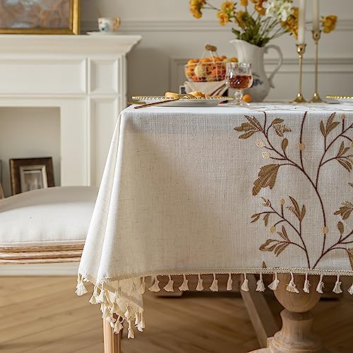 Oubonun Tablecloths for Rectangle Tables - color: Beige, Coffee Leaf, size: 70" x 55" (Rectangular)