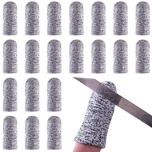20 Pcs Finger Cots Cut Resistant Protector Reusable Fingertip Gloves Cover Large Finger Nail Sleeves Fabric Thumb Protection Guards Kitchen Hand Sewing Food Cutting Sculpture Carving Work Supplies