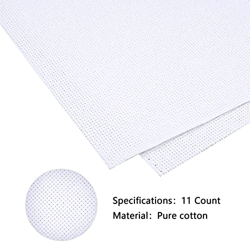 Caydo Aida Cloth 11 Count White Classic Reserve Cross Stitch Fabric Embroidery Fabric Squares 39 by 60 Inch Big Size - color: White, size: 11 Count