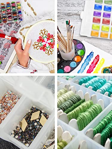 Mandala Crafts Plastic Embroidery Floss Organizer Box with Dividers Bobbin Winder 100 Floss Bobbins 398 Stickers for Embroidery Thread Storage - Cross Stitch Organizer for Floss Storage