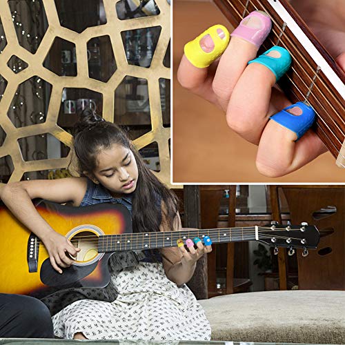 AUGSUN 30pcs Silicone Guitar Finger Guards 5 Sizes Fingertip Protectors