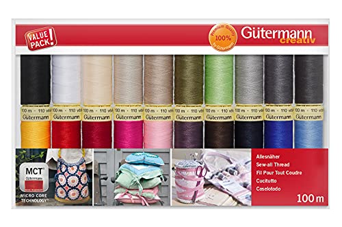 Gutermann Thread Set: Sew-All: 100m: Pack of 20, Assorted - color: Popular Basic, style: 20 x 100m