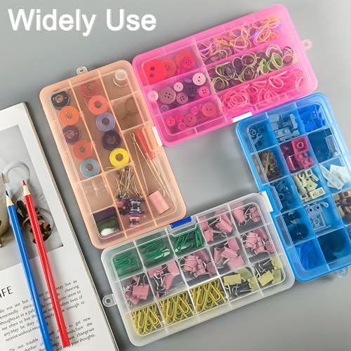 Qualsen Bead Organizer Box with Adjustable Dividers, 15 Girds, 4 Pack - size: 15 Gird-4pcs