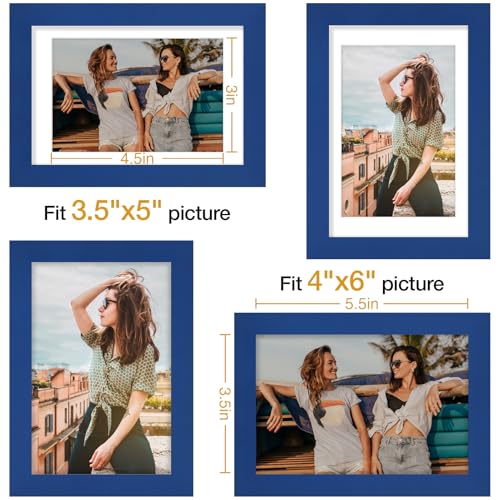 Vittanly 4x6 picture frame, Matted for 3.5x5 Photos, Royal Blue - color: Royal Blue, size: 4x6