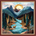 Funchey Counted Cross Stitch Kits for Adults Needlepoint Kits Unprinted Cross Stitching Embroidery Kit 11CT Cross Stitch Supplies&Landscape of Mountains Rivers 18x18 inch - color: DIYCrafts12