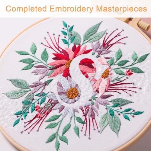Harimau Letter Pattern S Embroidery Kit for Adult Beginners, Complete Starter Pack with 1 Hoop, Needles, Instruction Guide & Embroidery Stitch Video Tutorials - color: S