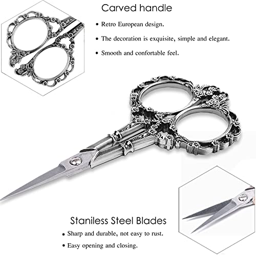 BIHRTC 4.5inch Sewing Embroidery Scissors Craft Shear - style: Vintage Antique Pewter