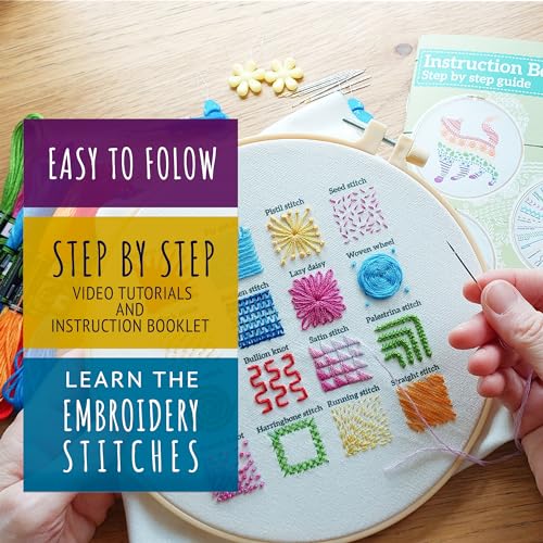 Cat Embroidery Kit for Beginners - Stamped Cross Stitch for Adults - color: Stitch Dictionary Cat