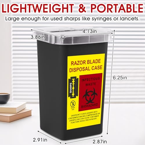 1 Quart (3-Pack) Sharps Container for Home Use, Needle Disposal Containers - color: Black-3Pack