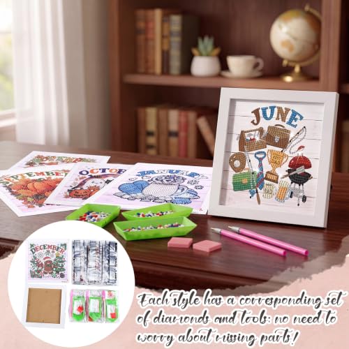 Trandraft 13 Pcs Fall Monthly Diamond Art Kits for Adults DIY Craft - style: Monthly Holiday