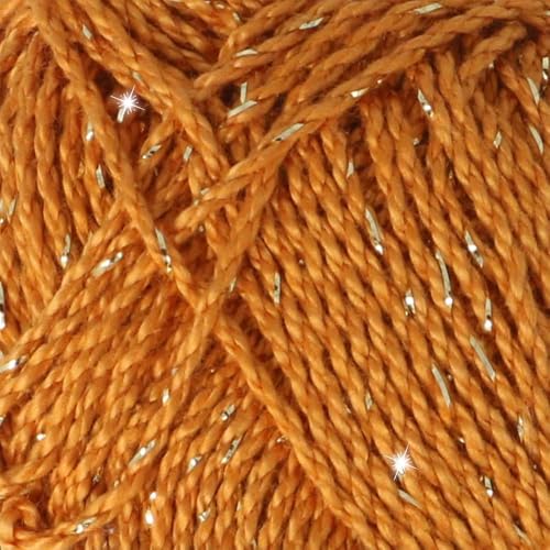 Scheepjes Catona Shine Yarn 50g 383-G Ginger Gold, Metallic Cotton, 1 Skein - color: 383-G Ginger Gold - Gold