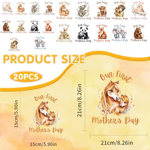 First Mother's Day Iron on Transfers, Onesie Decals for Baby Shower - style: First Mother's Day