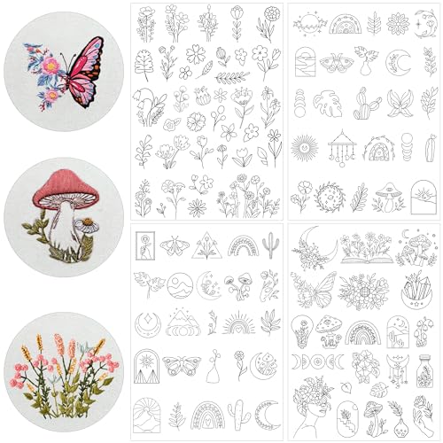 Water Soluble Embroidery Patterns, Stick and Stitch Paper for Sewing - style: boho 1304