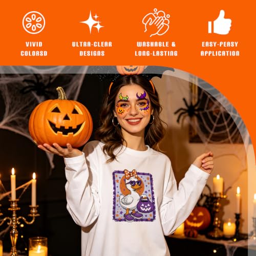 Dazoratix Halloween Iron on Transfers - 20 Sheets Funny Ghost DTF Ready to Press Cute Boo Heat Patches Spooky Pumpkin Stickers Vinyl Decal for T Shirts Clothes Hoodies Pillow Bag DIY Crafts Decoration - style: Halloween