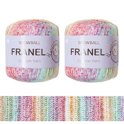 Franel Size 3 Crochet Thread, 8-Ply 100% Mercerized Cotton Yarn 2×40g, 2mm Hook for Hand Knitting & Crochet — Summer Tops, Vests, Doilies, Variegated Gradient Cake Thread (Colorful) - color: 43