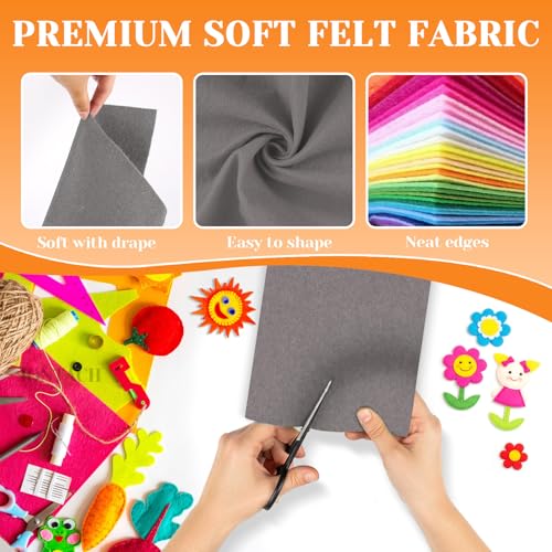 IONTACH 9" X 12" Soft Felt Sheets 1.6mm Thick (6 Packs, Dark Grey) - color: Dark Grey