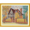 ITSTITCH Stamped Cross Stitch Kits - Full Set of Embroidery for Beginners or Adults,14 CT 2 Strands DIY Autumn Yard Patterns Counted Arts Craft 19.7×15 inch - color: Autumn Yard