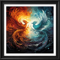 Leczany Cross Stitch Stamped Kit for Adults - Ice Fire Phoenix | DIY Embroidery Starter Patterns Craft Kit Needlepoint for Beginner | 11CT, 3 Strands | 19.7x19.7 inches - color: 11CT Stamped kits, Ice Fire Phoenix 19.7x19.7 inches