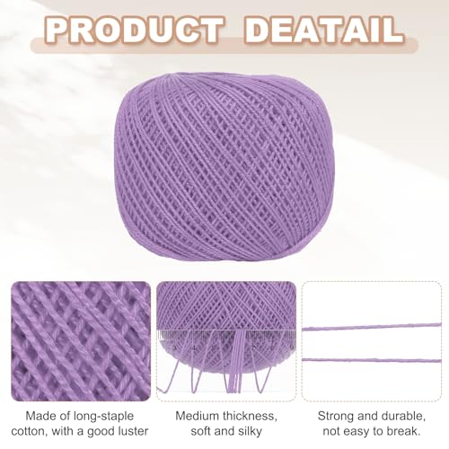 MECCANIXITY Crochet Thread Pearl Cotton Size 3 Light Purple 2 Rolls - color: Light Purple