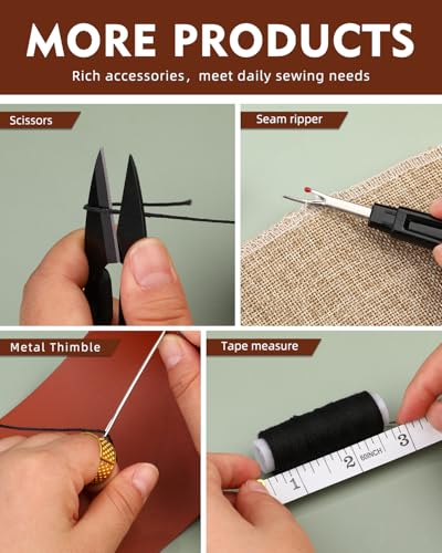 BAGERLA Heavy Duty Sewing Kit, Needle and Thread Kit with Upholstery Thread Needles Sewing Awl Seam Ripper for Car Seats Carpets Shoes Backpacks DIY Crafting