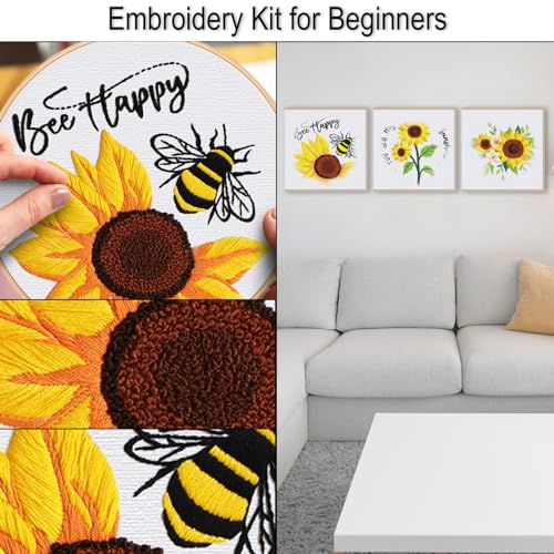 Louise Maelys 3 Set Summer Sunflower Embroidery Kit for Beginners Floral - color: kit-13