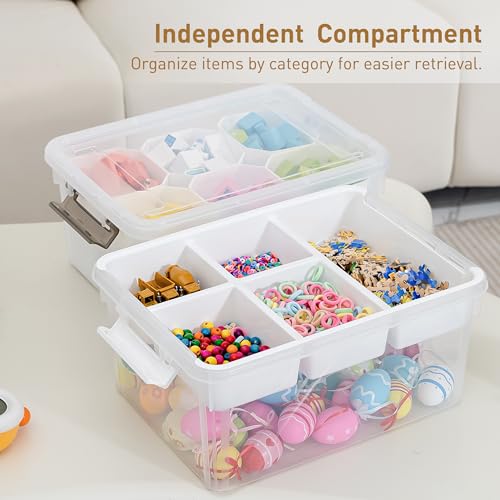 Citylife 17QT 4-Pack Storage bins with Lid 6 Marker inserts Buildable Lid - size: 4 Pack-17 QT-W