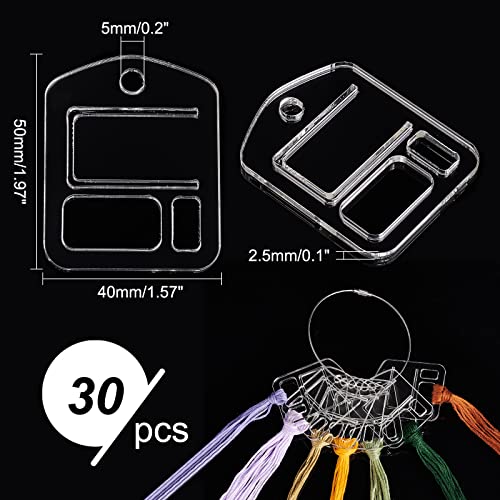 PH PandaHall 30pcs Acrylic Embroidery Floss Drop, Clear Embroidery Thread Organizers Slim Floss Bobbins Cross Stitch Thread Bobbins for DIY Craft Sewing Thread Storage 1.57x2inch - size: 4x5cm