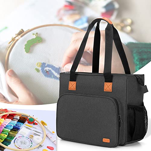 LUXJA Embroidery Project Carrying Bag, Black - color: Black