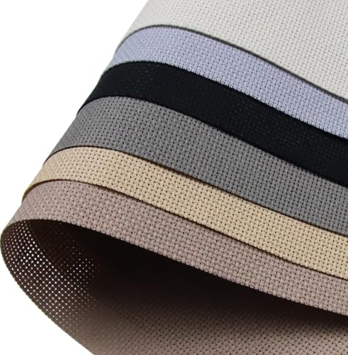 KCS 6 pc of 15" x 18" (38cmx45cm) Counted Cotton Aida Cloth Cross Stitch Fabric Rolled Box (18CT-K) - color: 18ct-k
