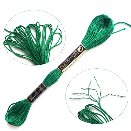 levylisa Embroidery Floss 30 Skeins Cross Stitch Threads Friendship Bracelets Floss with 10 Pcs Floss Bobbins and 2 Pcs Needle Threader (Green) - color: Green