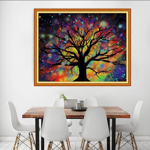 Dooxvey Cross Stitch Kit for Adult Beginners - Moonlight Tree 16x20 inch Pattern - color: Manual Arts 05
