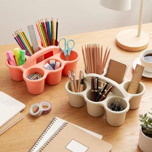 6 Pack 6 Cup Caddy for Classroom Plastic Round Desk Table Caddy, Boho - color: Boho