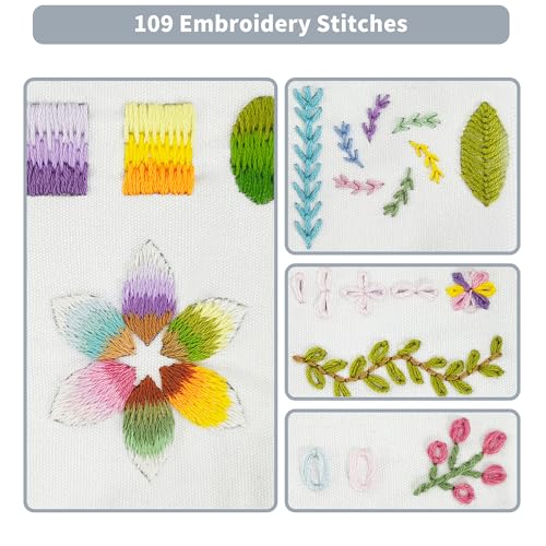 NIUGRECF Embroidery Stitch Book with Complete Tools & Step-by-Step Guide