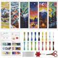 ACRNIGHEET 6PCS Cross Stitch Bookmark Kit for Beginner Stamped Cross Stitch Kits for Adults Nordic Landscapes DIY Embroidery Bookmark Kits Needlepoint Kit with Instructions Craft Gift 8.5''x3'' 11CT - style: Landscape Patterns 3
