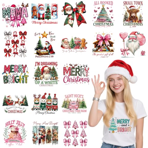 Christmas Iron on Transfers 20 Pcs - color: Christmas Bow