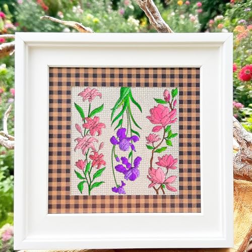 ORIGACH 4 Sheets Water Soluble Embroidery Patterns Stabilizers - 16 Pcs Pre-Printed Flower Bookmark Designs - Stick & Stitch Embroidery Paper for Hand Sewing Lovers - color: Flower Bookmark