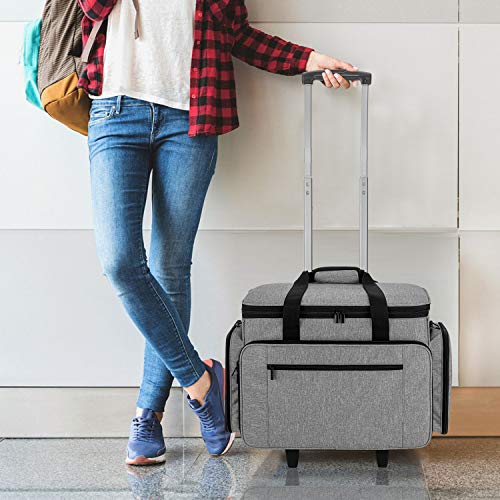 LUXJA Sewing Machine Case with Detachable Dolly, Gray - color: Gray, style: Sewing Machine Trolley