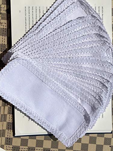20 Pieces of Book Marker Cross Stitch，net 30x105 aida 100% Cotton 14ct aida with Cotton lace Edge,DIY Blank Book Marker,lace Cross Stitch Book Markers