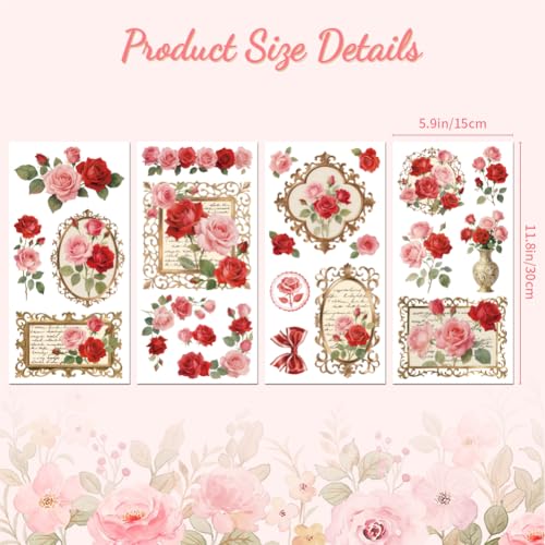 Peacoblue Vintage Rose Frame Rub On Transfers for Furniture Craft 6"x12" - style: Vintage Rose Frame